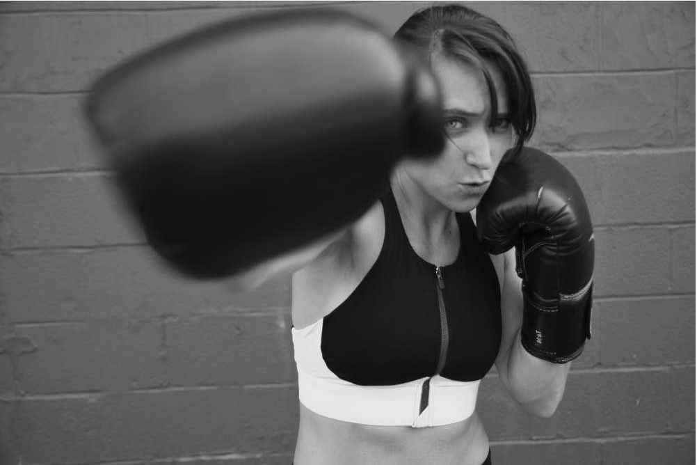 Young boxer in stance